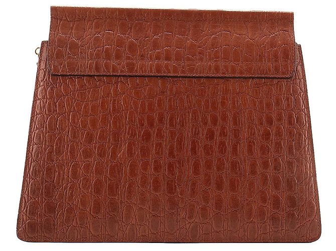 CHLOÉ - Borsa a tracolla Faye Chloé in pelle effetto coccodrillo marrone - vista 3