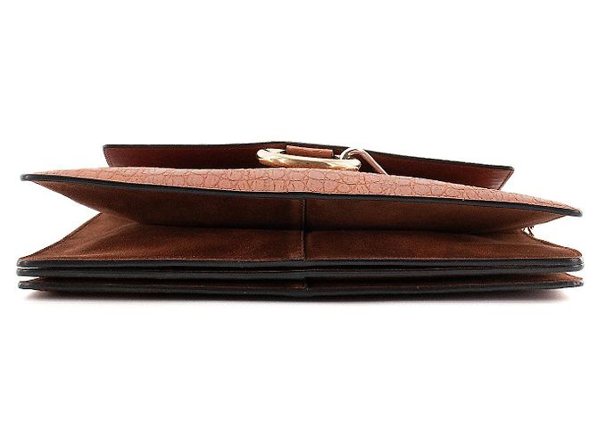 CHLOÉ - Borsa a tracolla Faye Chloé in pelle effetto coccodrillo marrone - vista 4