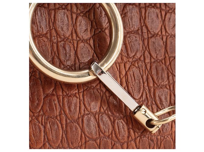 CHLOÉ - Borsa a tracolla Faye Chloé in pelle effetto coccodrillo marrone - vista 6