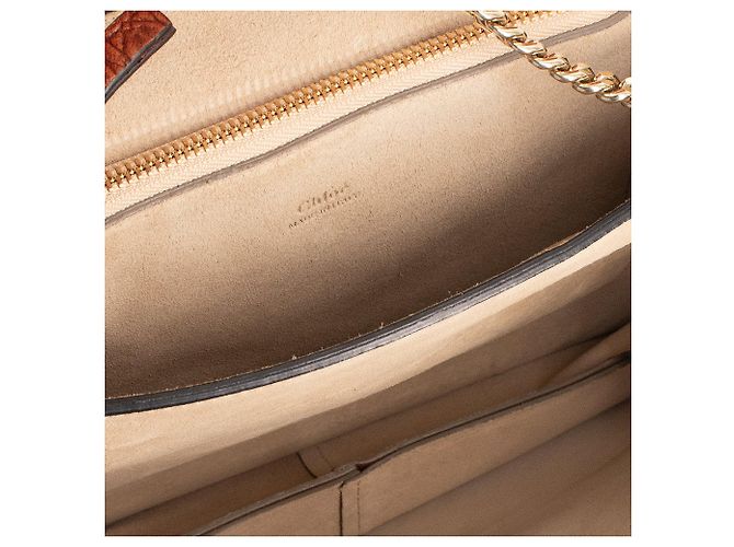 CHLOÉ - Borsa a tracolla Faye Chloé in pelle effetto coccodrillo marrone - vista 8