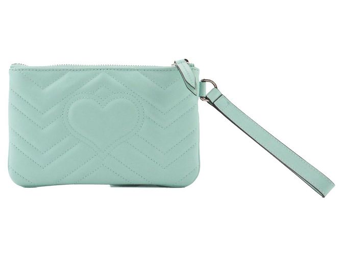 GUCCI - Pochette Gucci GG Marmont in pelle chevron blu pastello - vista 3
