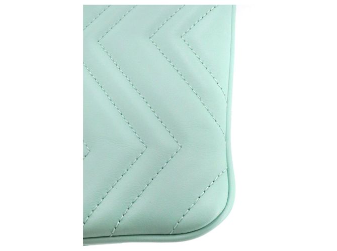 GUCCI - Pochette Gucci GG Marmont in pelle chevron blu pastello - vista 6