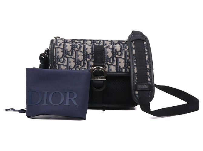 DIOR - Borsa Messenger Dior in tela obliqua Dior Blu - vista 9
