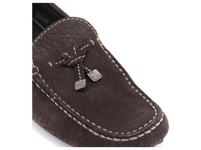 LOUIS VUITTON - Mocassini LV Driver Louis Vuitton in pelle grana marrone (T41.5) - vista 4