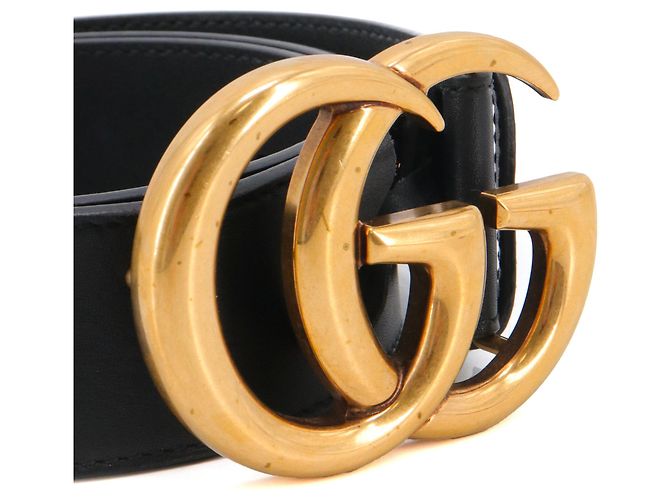 GUCCI - Cinturón Gucci GG con hebilla de cuero negro (T75) - vista 3