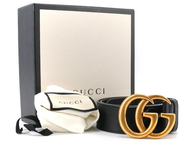 GUCCI - Cinturón Gucci GG con hebilla de cuero negro (T75) - vista 7