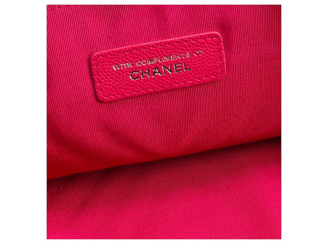 CHANEL - Clutch Chanel in pelle caviar rossa a zigzag Rosso - vista 7
