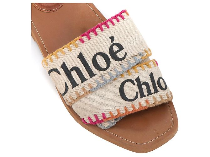 CHLOÉ - Sandali Woody Chloé in tela bianca (T37) Bianco - vista 4