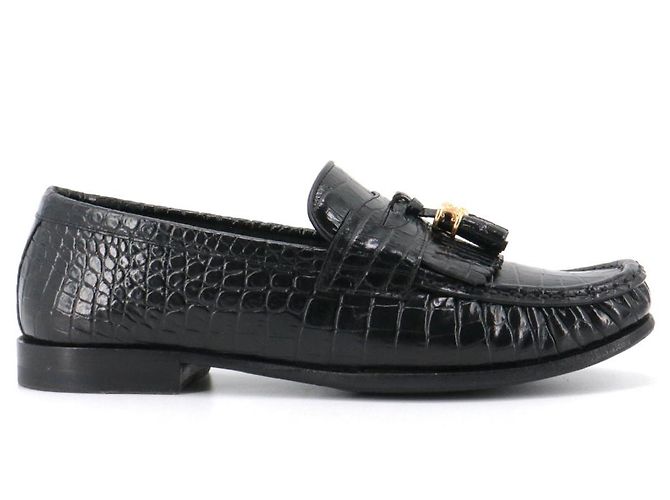 Céline CELINE - Celine Triomphe Slipper aus schwarzem, krokodilgeprägtem Leder (Größe 37,5) - Ansicht 2