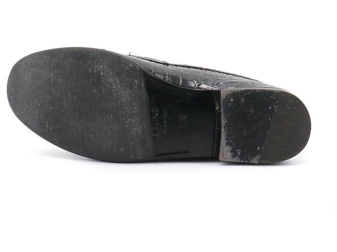 Céline CELINE - Celine Triomphe Slipper aus schwarzem, krokodilgeprägtem Leder (Größe 37,5) - Ansicht 3