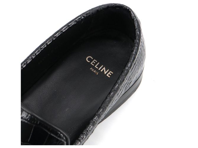 Céline CELINE - Celine Triomphe Slipper aus schwarzem, krokodilgeprägtem Leder (Größe 37,5) - Ansicht 7