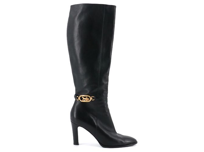 Céline CELINE - Botas de tacón Celine en cuero negro (T37) - vista 2