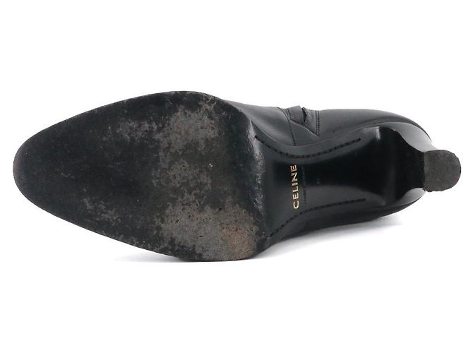 Céline CELINE - Botas de tacón Celine en cuero negro (T37) - vista 5