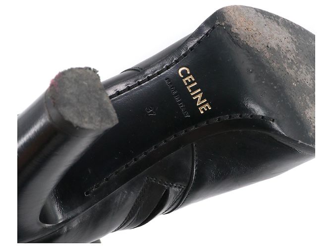 Céline CELINE - Botas de tacón Celine en cuero negro (T37) - vista 6