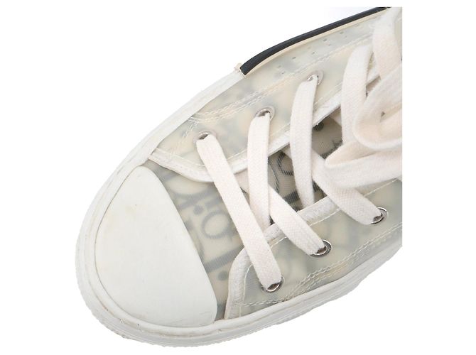 DIOR - B23 Dior Sneakers aus grauem schrägem Canvas (Größe 38,5) Weiß - Ansicht 4