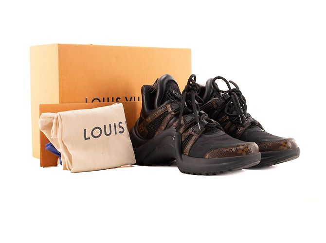 LOUIS VUITTON - Sneakers Archlight Louis Vuitton in pelle e tela monogrammata (T37.5) Nero - vista 8