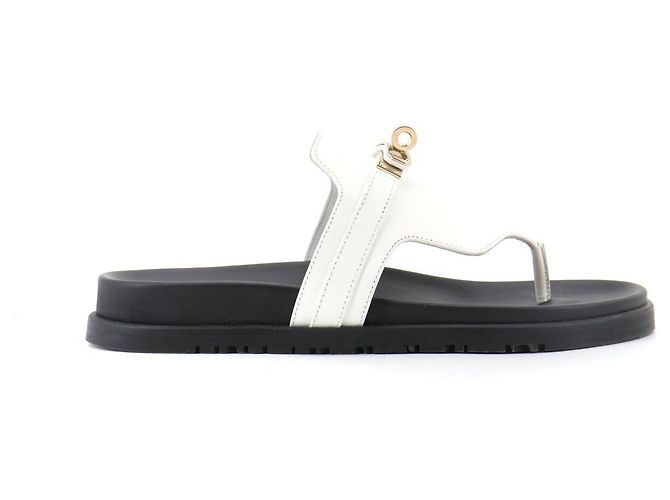 Kelly HERMÈS - Sandali Empire Hermès in pelle bianca (T38,5) Bianco - vista 2