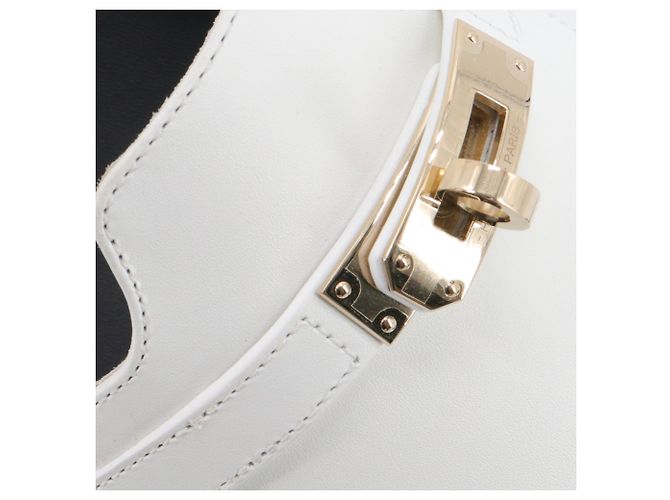 Kelly HERMÈS - Sandali Empire Hermès in pelle bianca (T38,5) Bianco - vista 4