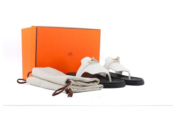Kelly HERMÈS - Sandali Empire Hermès in pelle bianca (T38,5) Bianco - vista 9