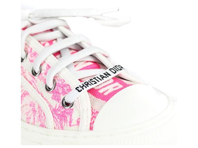 DIOR - Sneakers Walk'N Dior in tela bianca e rosa (T35) Bianco - vista 5