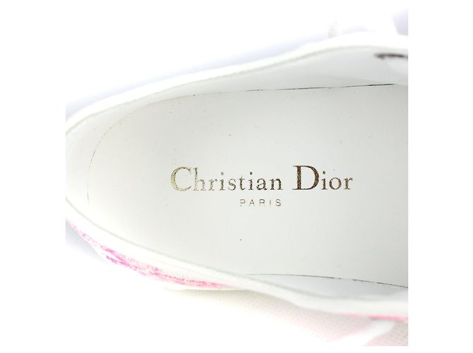 DIOR - Sneakers Walk'N Dior in tela bianca e rosa (T35) Bianco - vista 6