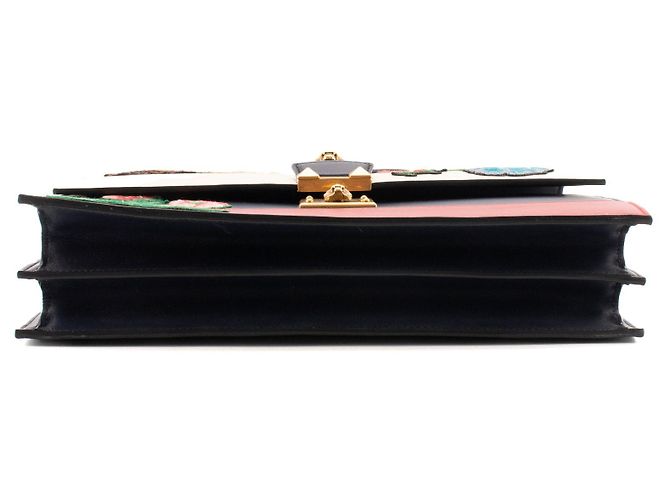 GUCCI - Borsa a spalla Cat Lock Gucci in pelle decorata con ricami Multicolore - vista 3