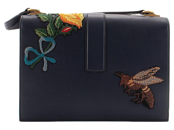 GUCCI - Borsa a spalla Cat Lock Gucci in pelle decorata con ricami Multicolore - vista 4