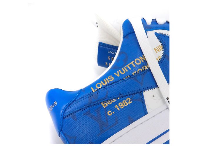 LOUIS VUITTON - Sneakers Air Force One Louis Vuitton x Nike in pelle bianca e blu (T41) - vista 7