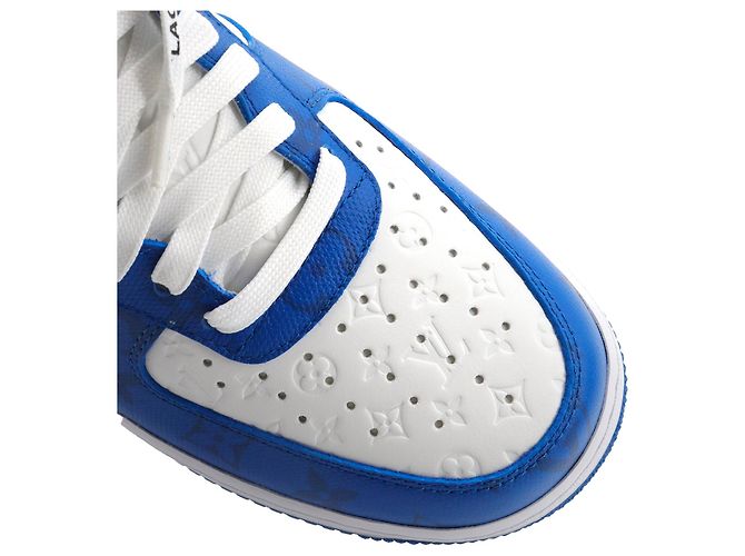 LOUIS VUITTON - Sneakers Air Force One Louis Vuitton x Nike in pelle bianca e blu (T41) - vista 8