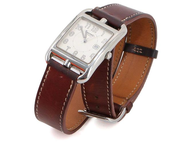 HERMÈS - Reloj Cape Cod Hermès de cuero marrón Plata - vista 2