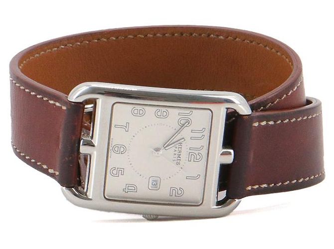 HERMÈS - Reloj Cape Cod Hermès de cuero marrón Plata - vista 3
