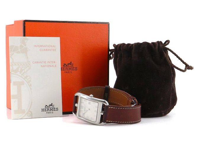 HERMÈS - Reloj Cape Cod Hermès de cuero marrón Plata - vista 6