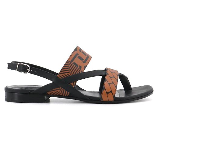 HERMÈS - Sandali Hermès Adélaïde in pelle nera e marrone (taglia 37) - vista 2