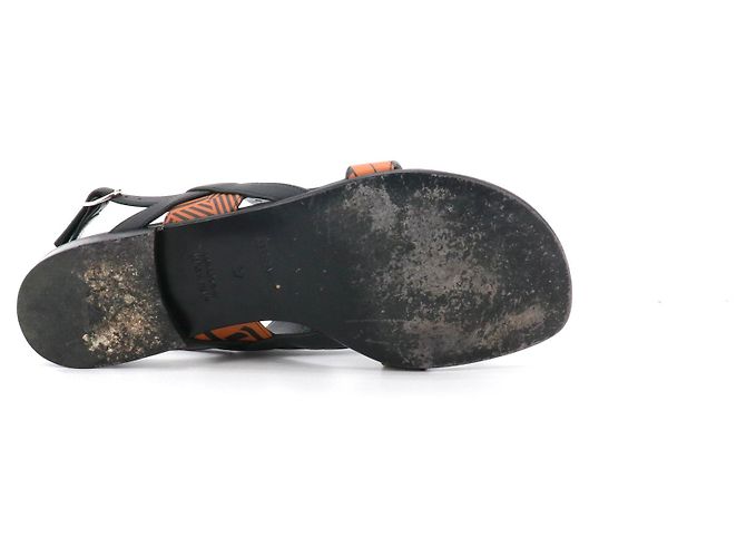 HERMÈS - Sandali Hermès Adélaïde in pelle nera e marrone (taglia 37) - vista 3