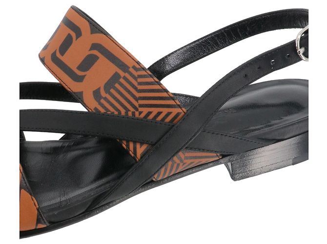 HERMÈS - Sandali Hermès Adélaïde in pelle nera e marrone (taglia 37) - vista 5