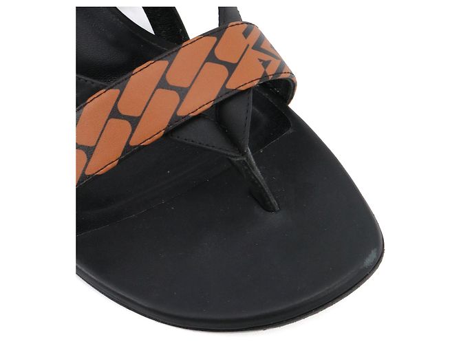 HERMÈS - Sandali Hermès Adélaïde in pelle nera e marrone (taglia 37) - vista 6
