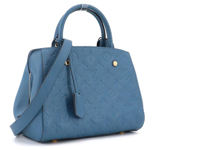 LOUIS VUITTON - Borsa Louis Vuitton Montaigne PM in pelle empreinte blu - vista 2