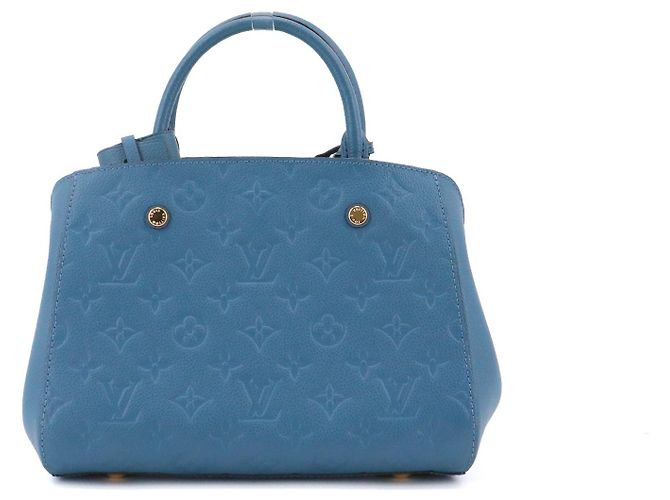 LOUIS VUITTON - Borsa Louis Vuitton Montaigne PM in pelle empreinte blu - vista 3