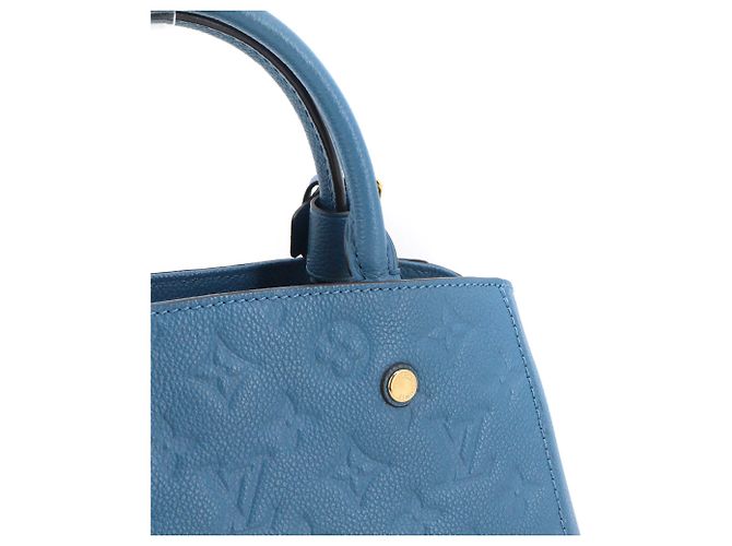 LOUIS VUITTON - Borsa Louis Vuitton Montaigne PM in pelle empreinte blu - vista 5
