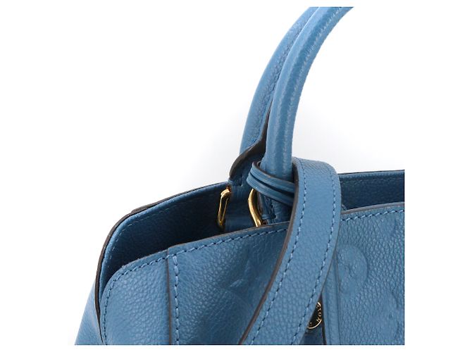 LOUIS VUITTON - Borsa Louis Vuitton Montaigne PM in pelle empreinte blu - vista 6
