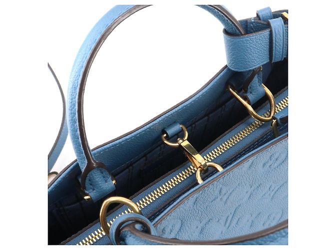 LOUIS VUITTON - Borsa Louis Vuitton Montaigne PM in pelle empreinte blu - vista 7