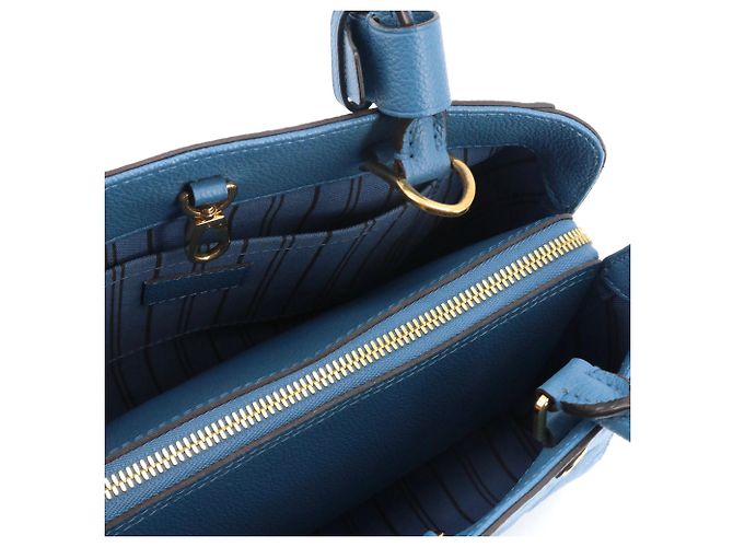 LOUIS VUITTON - Borsa Louis Vuitton Montaigne PM in pelle empreinte blu - vista 8
