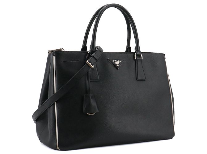 PRADA - Borsa Galleria Prada in pelle nera grana Nero - vista 2