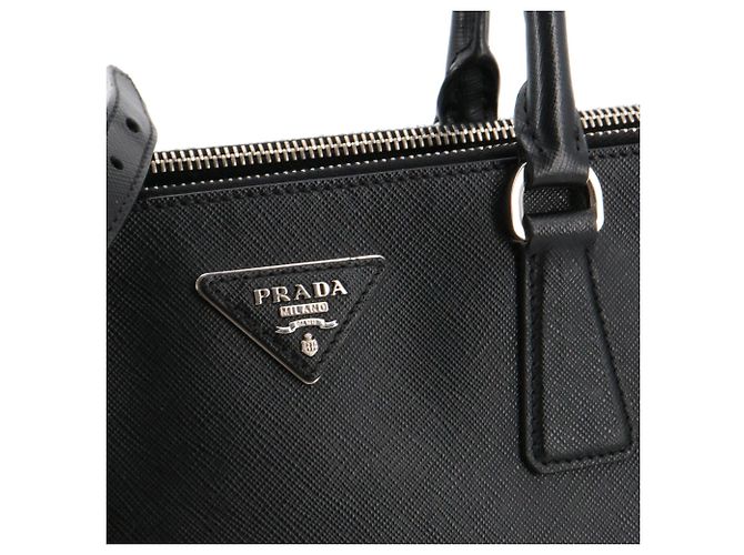PRADA - Borsa Galleria Prada in pelle nera grana Nero - vista 5