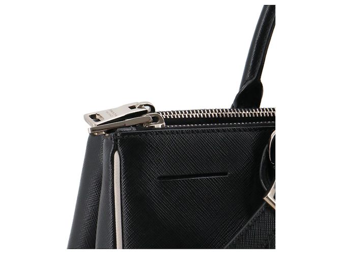 PRADA - Borsa Galleria Prada in pelle nera grana Nero - vista 6
