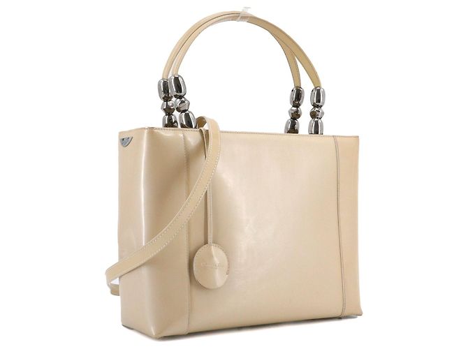 DIOR - Borsa a spalla Lady Perla Dior in pelle verniciata beige - vista 2
