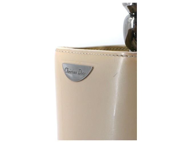 DIOR - Borsa a spalla Lady Perla Dior in pelle verniciata beige - vista 5