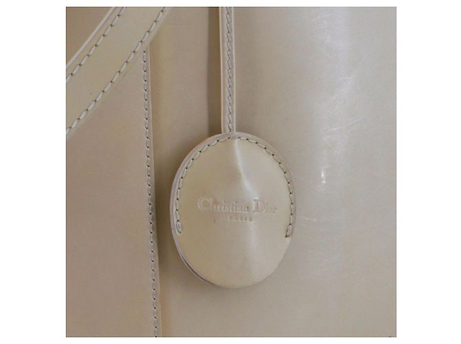 DIOR - Borsa a spalla Lady Perla Dior in pelle verniciata beige - vista 6
