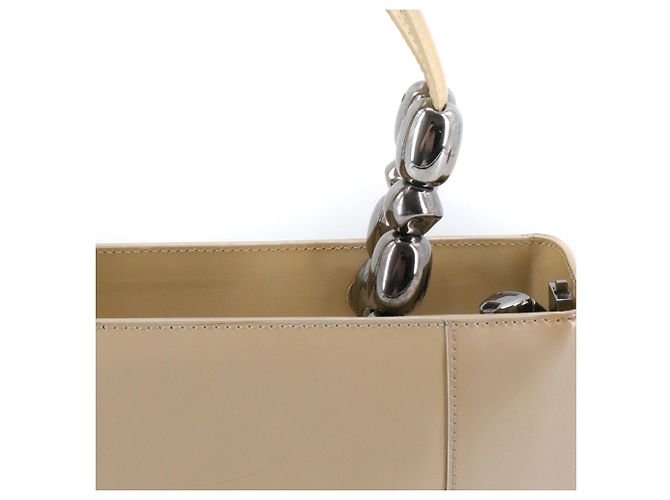 DIOR - Borsa a spalla Lady Perla Dior in pelle verniciata beige - vista 8