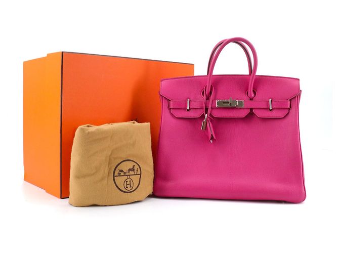 HERMÈS - Borsa Hermès Haut à Courroie 30 in pelle granata fucsia Rosa - vista 12